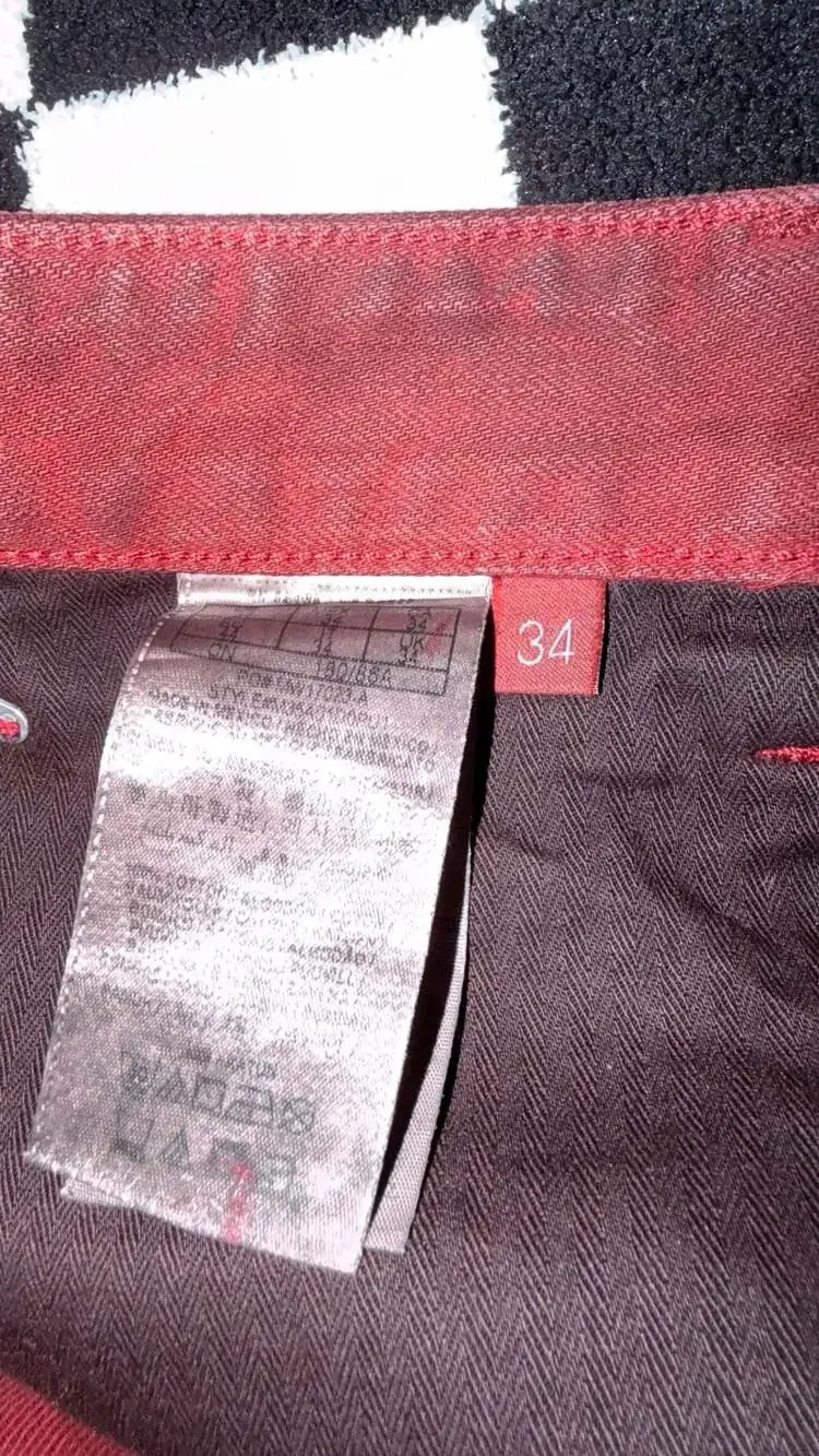 GUESS 1981 Los Angeles Red Waxed Biker Jeans